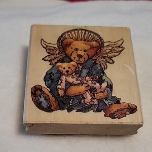 BOYDs Bear Angel Bear Wooden Rubber Mounted Stamp